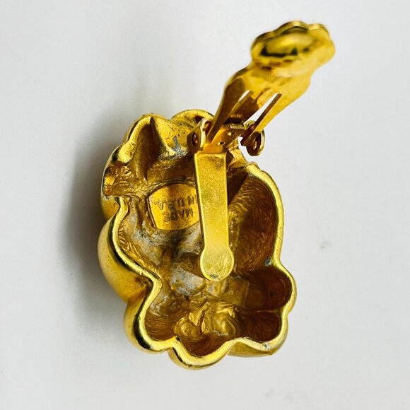 MADE IN USA Knot Earrings Clip On Gold Tone Classic Career Workwear - Picture 3 of 13
